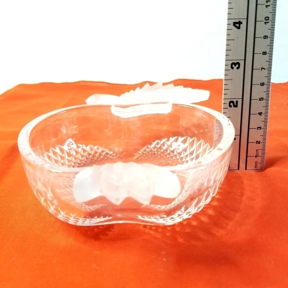 Vintage Mikasa Glass Crystal Textured Frosted Apple  Candy Dish Bowl, Germany